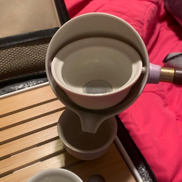 Lurrker Collection Tea Set Carrying Case Ceramic Teapot & Cups For Travel - Picture 10 of 12